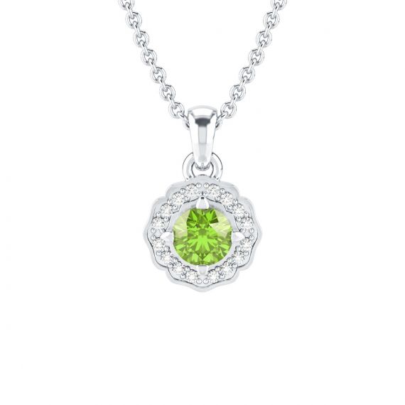 Pendentif Fleur Belle en Argent Peridot et Diamant 1