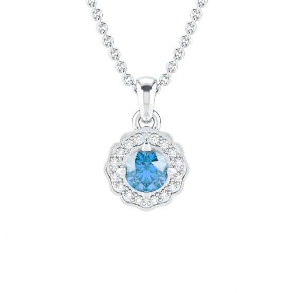 Pendentif Fleur Belle en Argent Topaze et Diamant 1