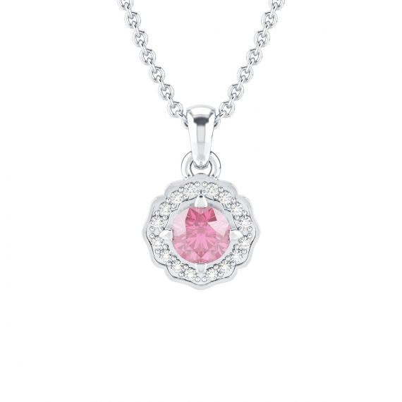 Pendentif Fleur Belle en Argent Tourmaline et Diamant 1