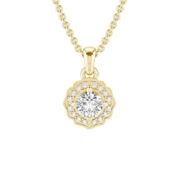 Pendentif Fleur Belle en Or Jaune 18 cts Diamant 1