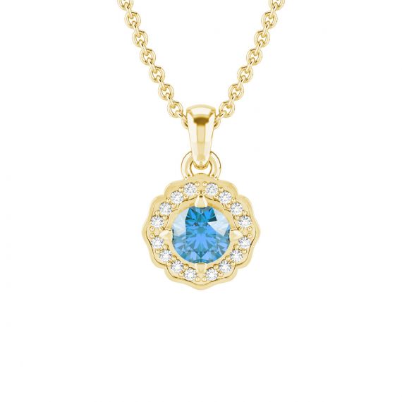 Pendentif Fleur Belle en Or Jaune 18 cts Topaze et Diamant 1