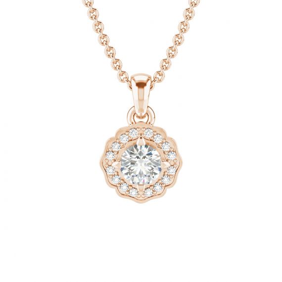 Pendentif Fleur Belle en Or Rose 18 cts Moissanite 1