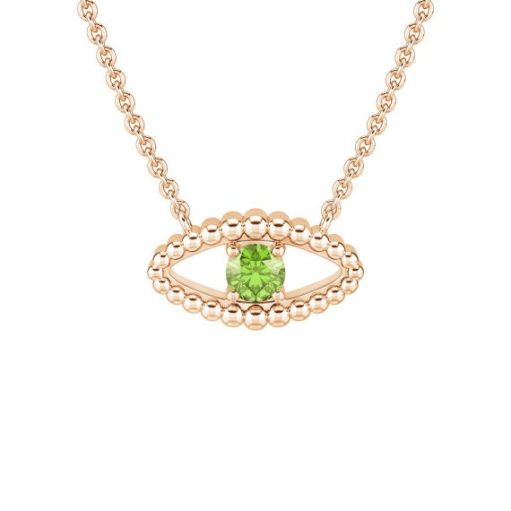 Pendentif Oeil Eden en Or Rose 18 cts, Peridot 1