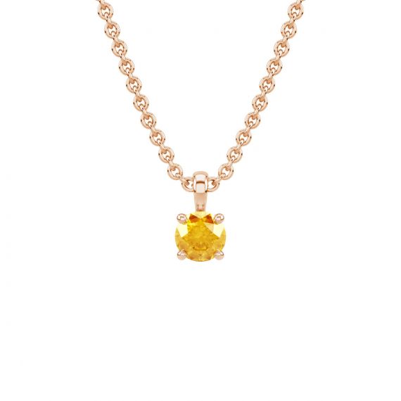 Pendentif solitaire Etincelle en Or Rose 18 cts, Citrine 1