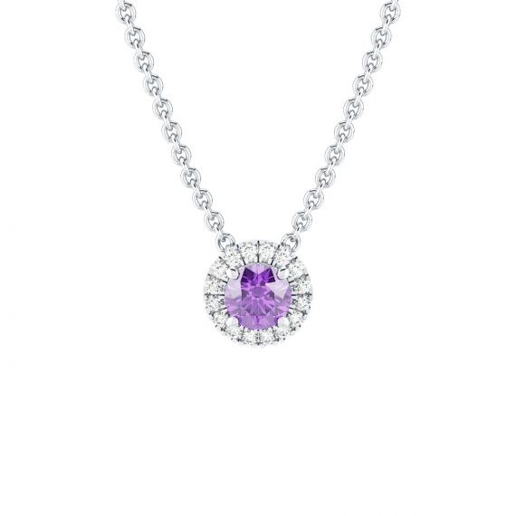 Collier Halo Grace en Argent Améthyste et Diamant 1