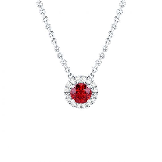 Collier Halo Grace en Argent Grenat et Diamant 1