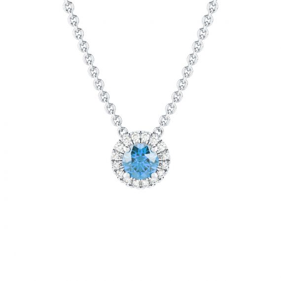 Collier Halo Grace en Or Blanc 18 cts Topaze et Diamant 1