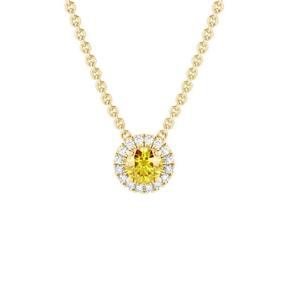 Collier Halo Grace en Or Jaune 18 cts Citrine et Diamant 1