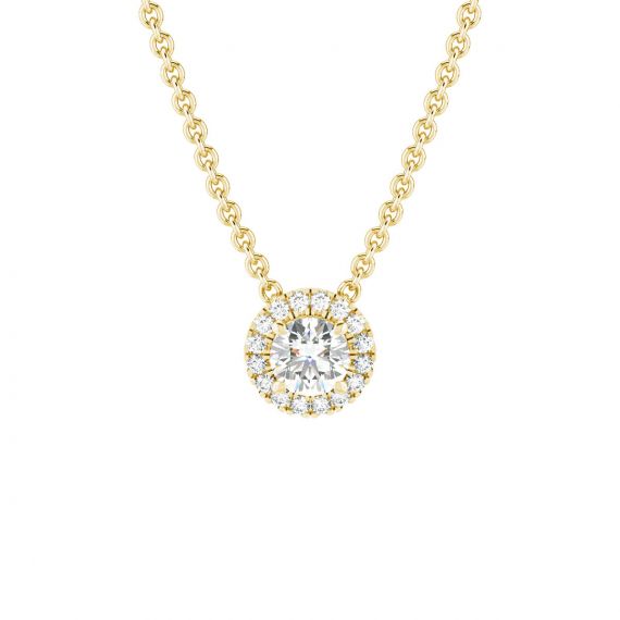 Collier Halo Grace en Or Jaune 18 cts Diamant 1