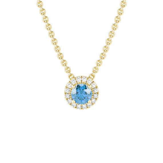 Collier Halo Grace en Or Jaune 18 cts Topaze et Diamant 1