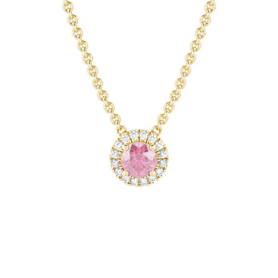 Collier Halo Grace en Or Jaune 18 cts Tourmaline et Diamant 1