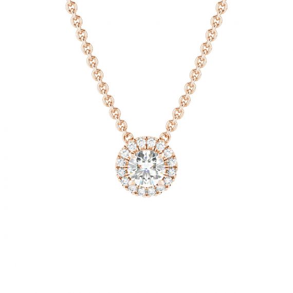 Collier Halo Grace en Or Rose 18 cts Diamant 1