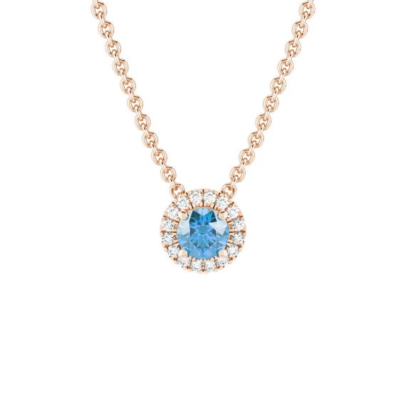 Collier Halo Grace en Or Rose 18 cts Topaze et Diamant 1