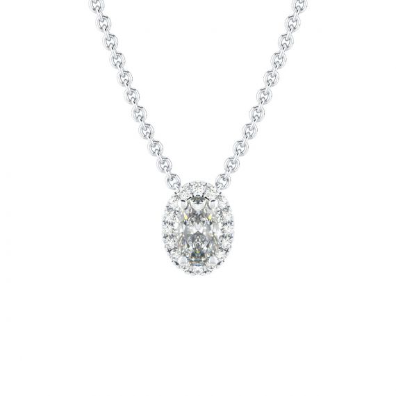 Collier Halo Grace Ovale en Argent Diamant 1