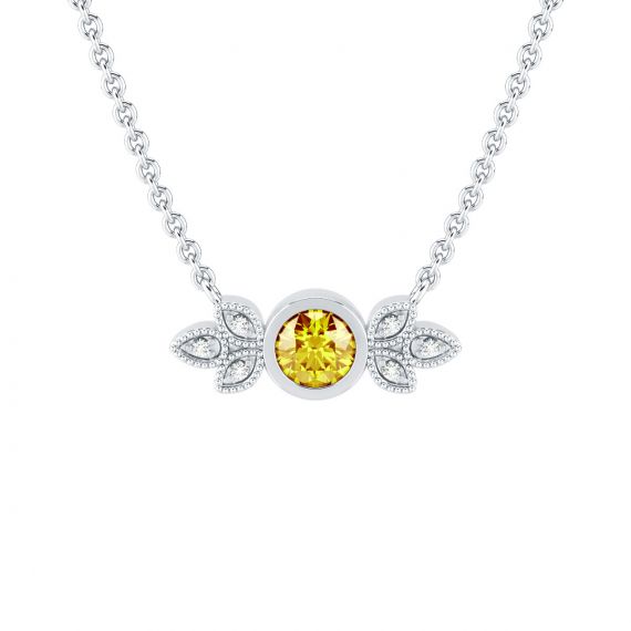 Collier Original Femme Tiana en Argent Citrine et Diamant 1