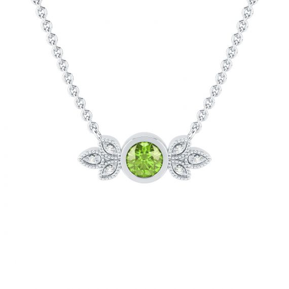 Collier Original Femme Tiana en Argent Peridot et Diamant 1