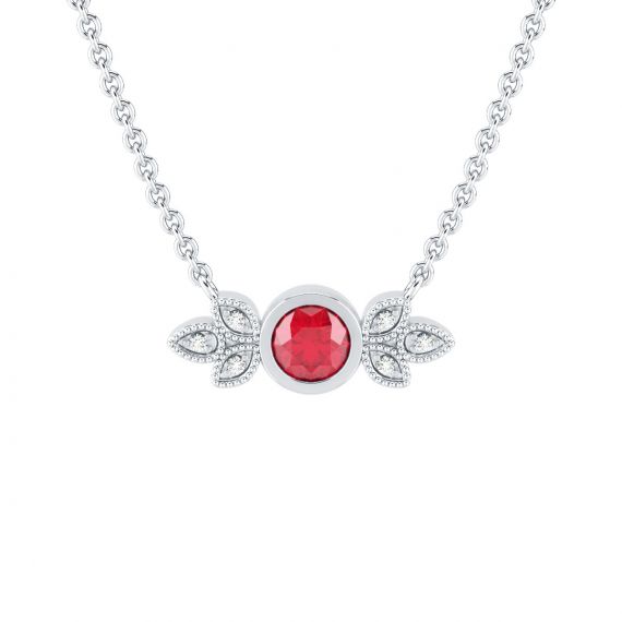 Collier Original Femme Tiana en Argent Rubis et Diamant 1