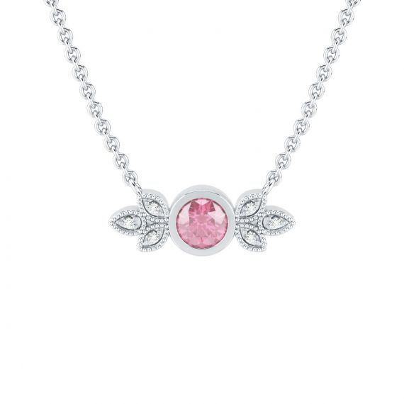 Collier Original Femme Tiana en Argent Tourmaline et Diamant 1