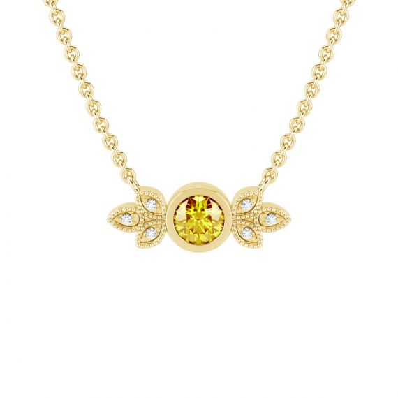 Collier Original Femme Tiana en Or Jaune 18 cts Citrine et Diamant 1