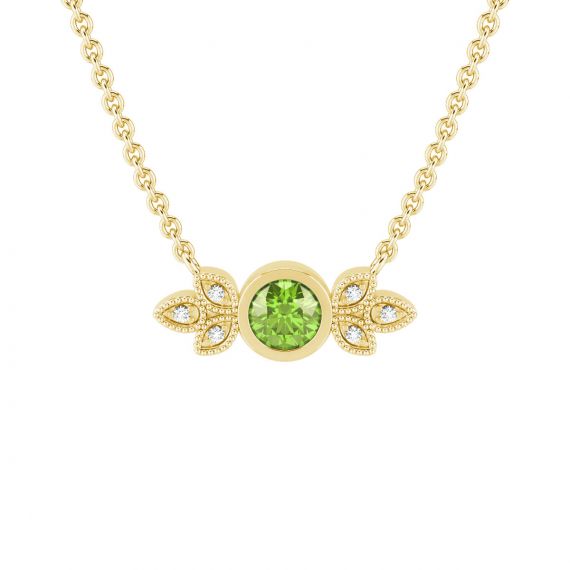 Collier Original Femme Tiana en Or Jaune 18 cts Peridot et Diamant 1