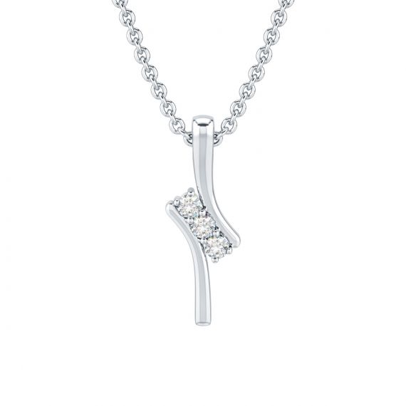 Pendentif Trilogie en Or Blanc 18 cts, Diamants 1